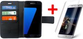 Hoesje voor Samsung Galaxy S7 Edge Book Case Portemonnee + Screenprotector - Cover voor 3 Pasjes Zwart