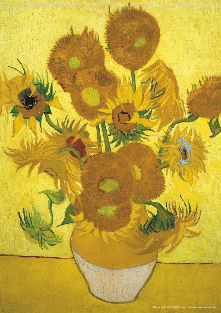 Posterpoint Vincent van Gogh poster - vaas - zonnebloemen - kunst - 50 x 70 cm geel