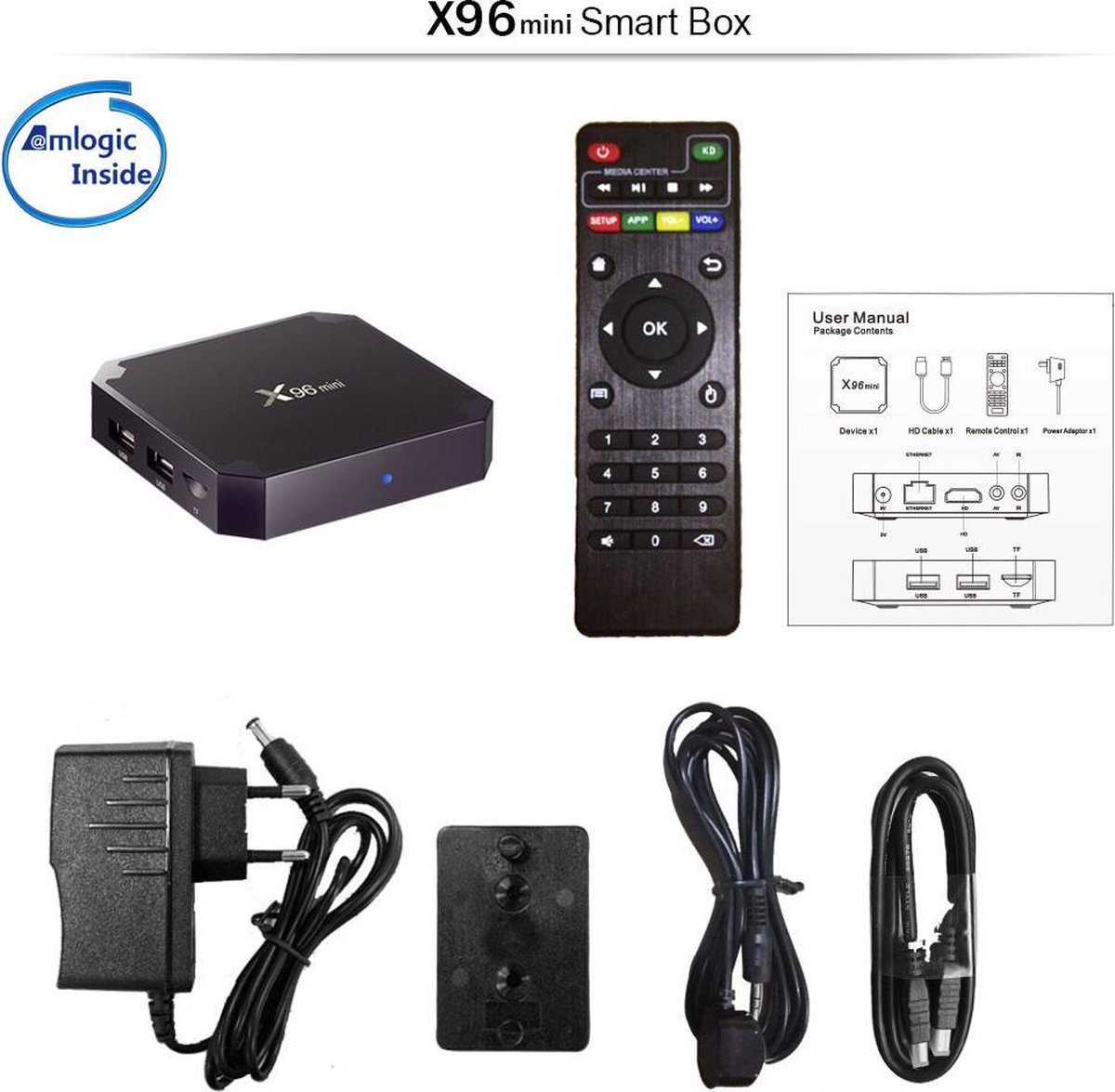 caja de TV 4K con Amlogic S905W Quad-Core chipset 64 bits 2GB/16GB,WiFi Mini reproductor multimedia de transmisión continua Android 9.0 4K HD,H.265 by puersit X96 