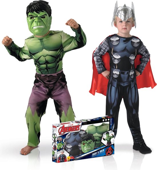 Groene achtergrond plek Posters Duo Hulk™ en Thor™ klassiek kostuum box voor jongens - Verkleedkleding |  bol.com