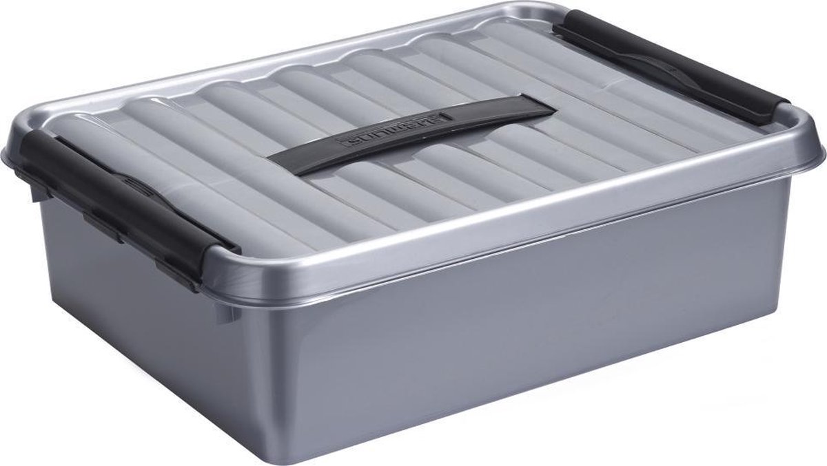 Sunware - Q-line opbergbox 10L metaal zwart - 40 x 30 x 11 cm