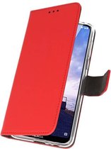 Wallet Cases Hoesje voor Nokia 6.1 Plus Rood