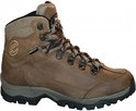 Bruine leren mid-hoge wandelschoen met Gore-Tex, vetersluiting en Meindl logo.