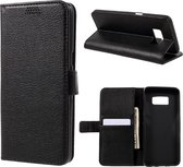 Litchi Textuur Leren Wallet Telefoon Hoesje Samsung Galaxy S8 - Zwart