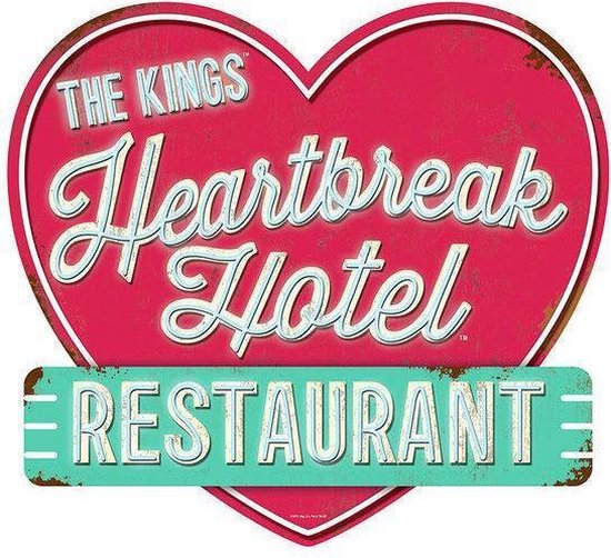 Signs-USA The Kings Heartbreak Hotel Restaurant - Retro Wandbord - Metaal - 37x40 cm