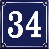 Emaille huisnummer blauw nr. 34