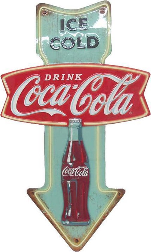 Signs-USA Coca Cola Arrow - Plaque murale rétro - Métal - 61x36,5 cm