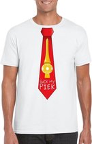 Wit kerst T-shirt voor heren - Suck my Piek rode stropdas print 2XL