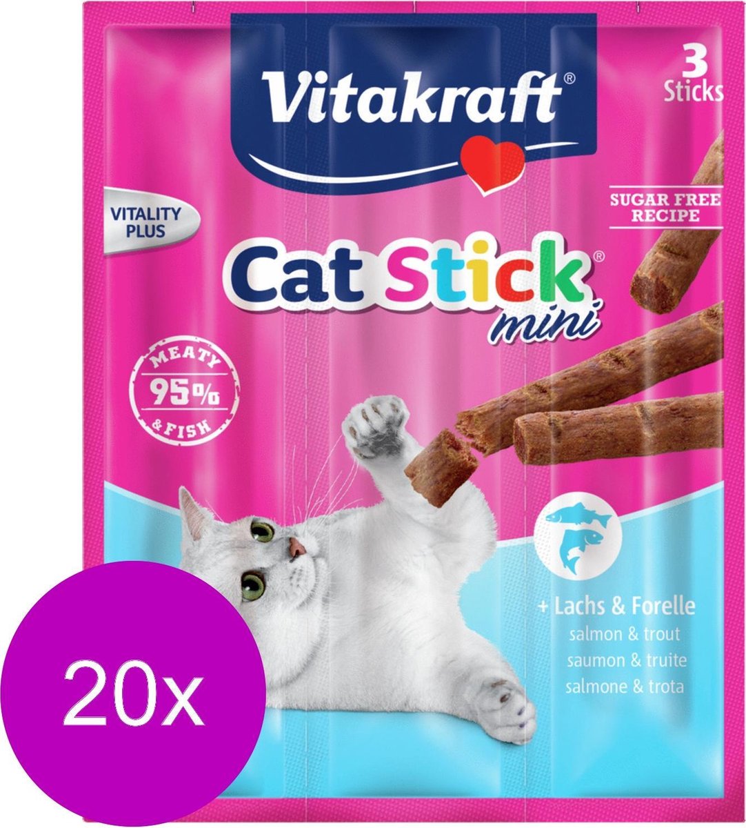 Vitakraft cat-sticks mini zalm en forel - 20 Stuks à 21 GR