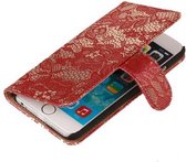 Bloem Bookstyle Hoesje - Wallet Case Telefoonhoesjes - Geschikt voor iPhone 6 Rood