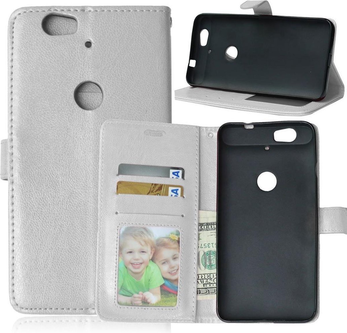 Cyclone wallet case hoesje Geschikt voor: Huawei Ascend P9 wit