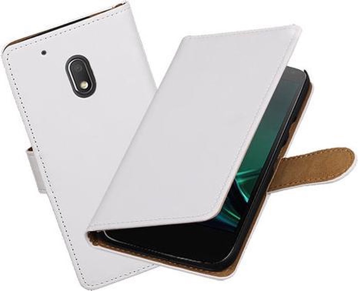 BestCases.nl Wit Effen booktype hoesje voor Motorola Moto G4 Play