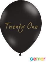 Ballonnen Twenty One Zwart met opdruk Goud (helium)