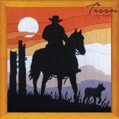 TISSU DE MARIE BORDUUR FOTO COWBOY SUNSET 30X30CM