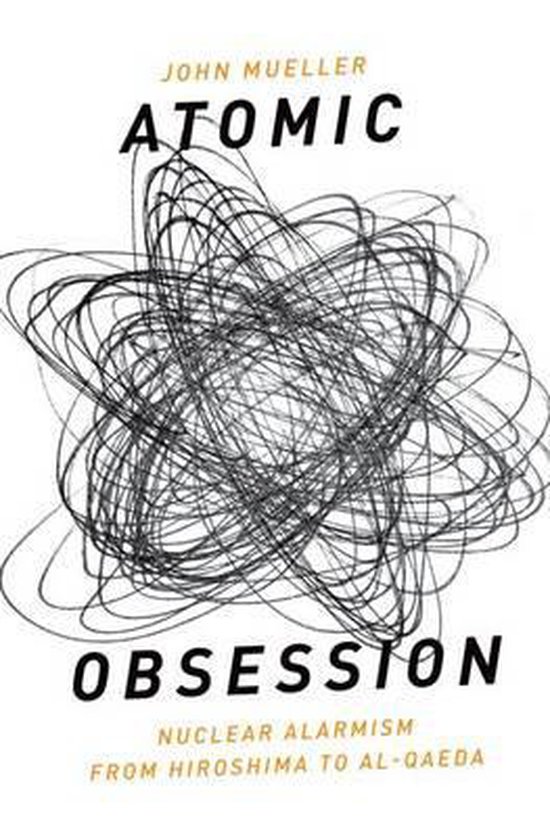 Boek "Atomic Obsession" met een abstracte zwarte tekening op de voorkant.