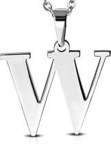 Amanto Ketting Letter W - 316L Staal - Alfabet - 17x19mm - 60cm