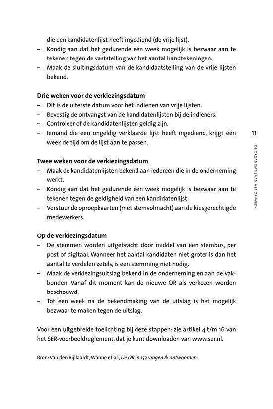 Tekstpagina met opsommingen over de verkiezingsdatum en het samenstellen van lijsten.