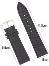 Horlogeband Leer 18mm - Croco Band + Push Pin - Zwart - Sarzor