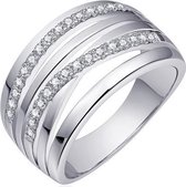 Schitterende Zilveren Ring met zirkonia steentjes 16,50 mm. (maat 52)