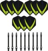 Afbeelding van het spelletje 3 sets (9 stuks) Super Sterke – Groen - Vista-X – darts flights – inclusief 3 sets (9 stuks) - medium - Aluminium - zwart - darts shafts