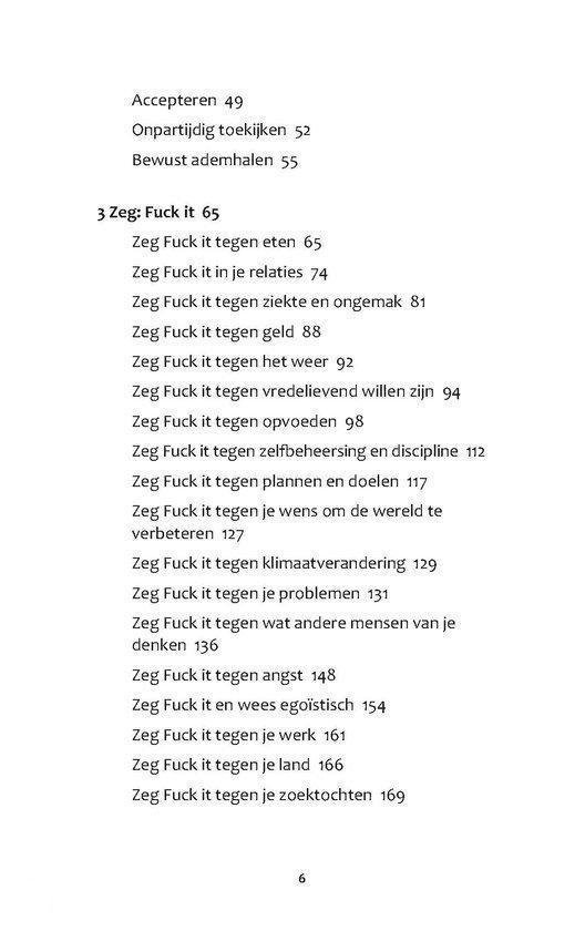 Lijst met hoofdstuktitels en paginanummers.