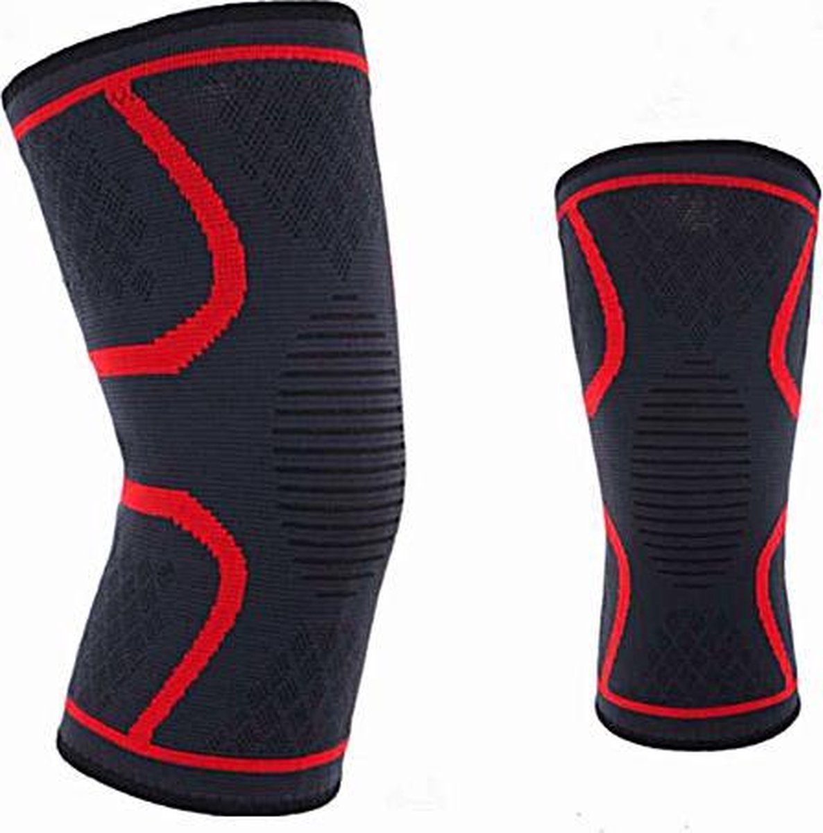 FlexAthletic kniebrace - elastische bandage - sleeve - kneesupport -  ondersteuningen - Mannen - Vrouwen - Maat: M - Zwart/rood - FlexAthletic