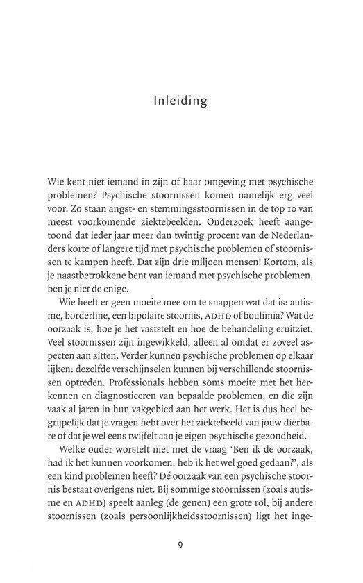 Tekstpagina uit een boek met een inleiding over psychische problemen en de impact op naasten.