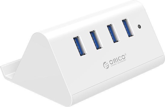 Orico - 4 poort USB3.0 HUB smartphone en tablet standaard bureau houder- Wit