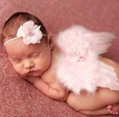 Newborn fotoshoot - roze vleugels met haarband / newborn photoshoot / baby fotoshoot / baby kleding / babycadeau / babykleding