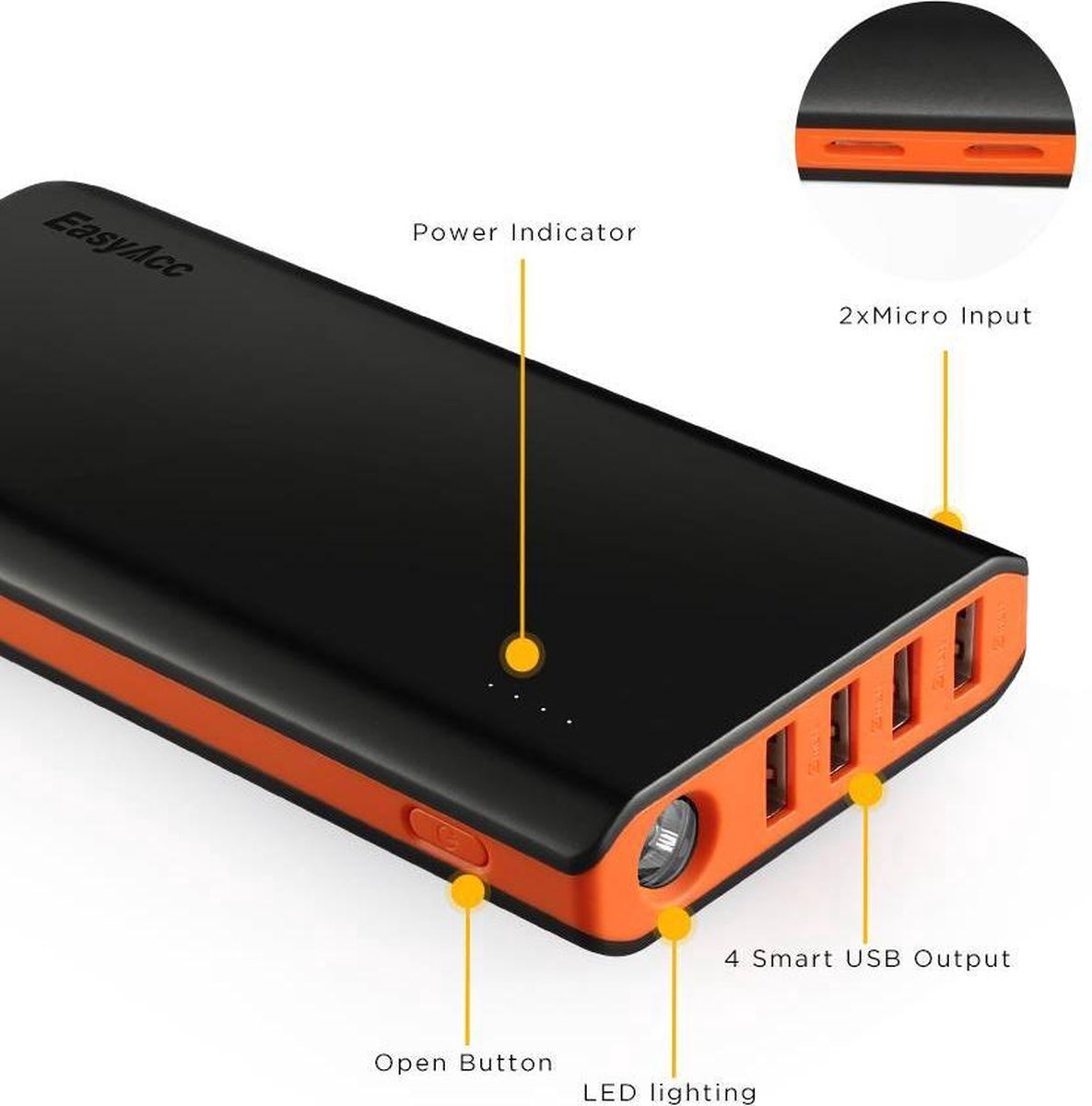 Smart powerbank 20.000 mAh