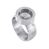 Quiges RVS Schroefsysteem Ring Zilverkleurig Mat 20mm met Verwisselbare Glitter Zilver 12mm Mini Munt