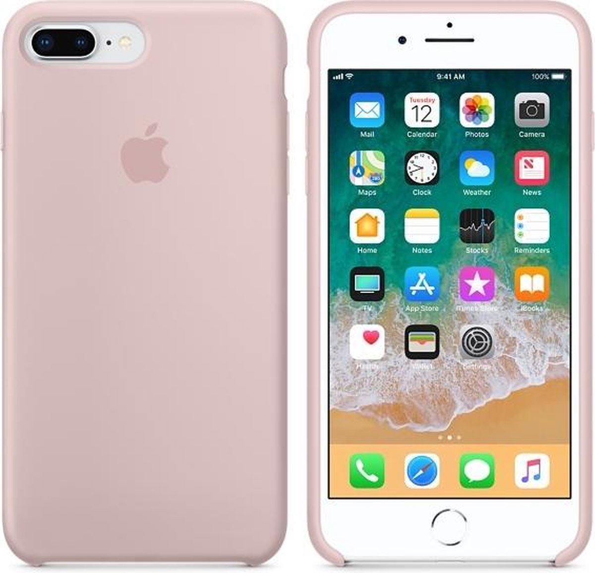Apple Silicone Backcover iPhone 8 Plus / 7 Plus hoesje - Pink Sand