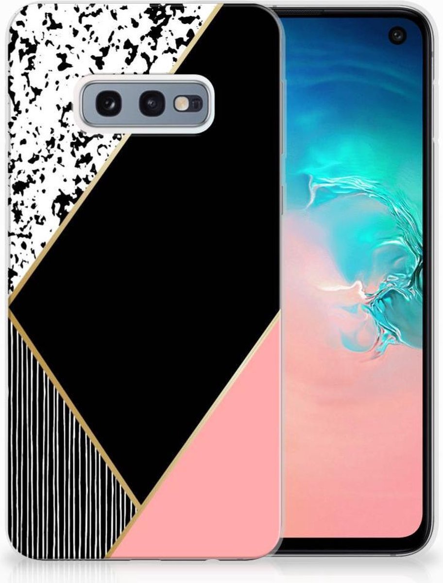 Samsung Galaxy S10e TPU Hoesje Zwart Roze Vormen