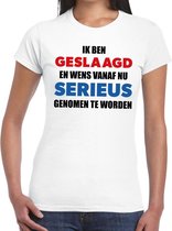 Ik ben geslaagd serieus t-shirt wit dames 2XL