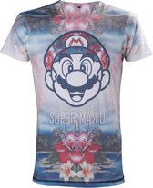 Nintendo - Tropical Mario Full Printed Mannen T-shirt - Wit - XXL