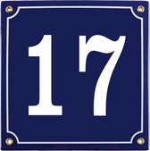Emaille huisnummer blauw nr. 17