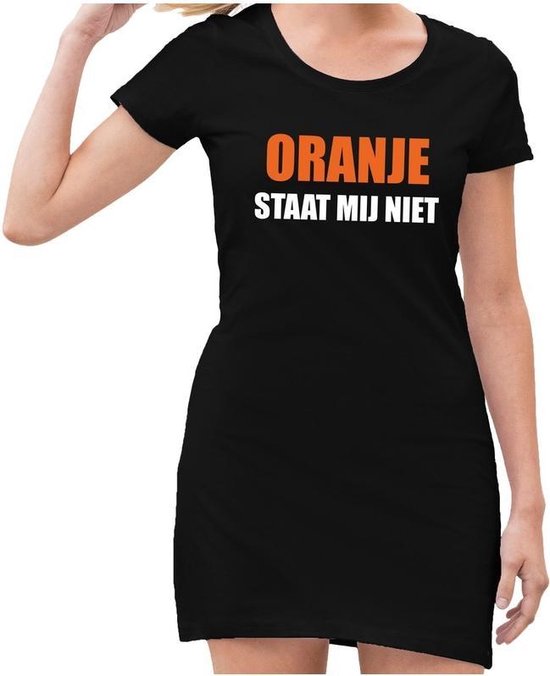 Zwart  jurkje met Oranje staat mij niet  dames - Zwart Koningsdag kleding XL