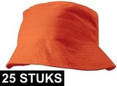 25x Oranje vissershoedje/zonnehoedje 57-58 cm - Oranje zomerhoeden voor volwassenen