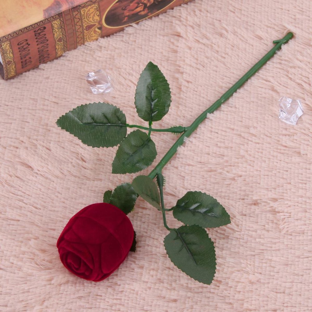 Noble Rose Heart Flower Blossom Ring Box voor Cadeau/Ceremonie/Voorstel/ Verloving/Bruiloft Sieraden Doos (Rood