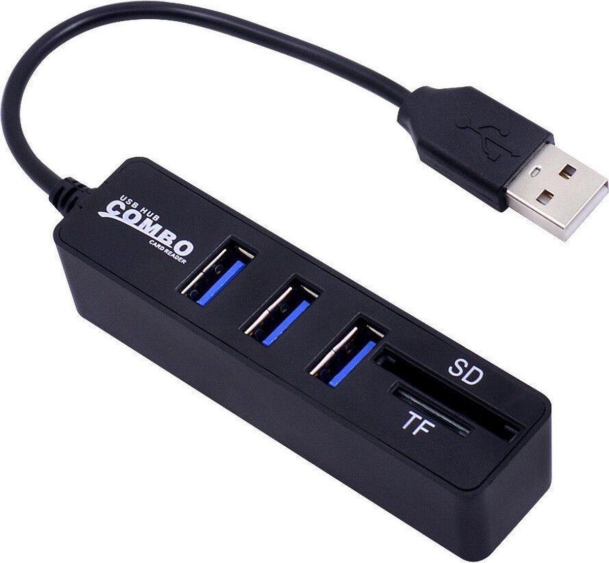 3 Poorten USB 3.0 Combo Hub Splitter Multi USB 3.0 poorten met Ondersteuning van SD / TF Kaartlezer - tot 5 gb per seconde Hoge Snelheid Voor PC/Laptop /Computer - Zwart