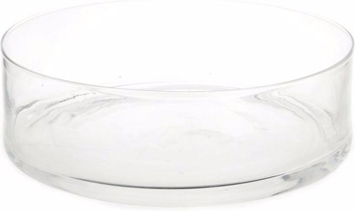 Platte ronde vaas/schaal 37 cm van glas | bol.com