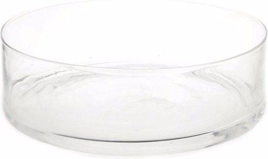 Platte ronde vaas/schaal 37 cm van glas | bol