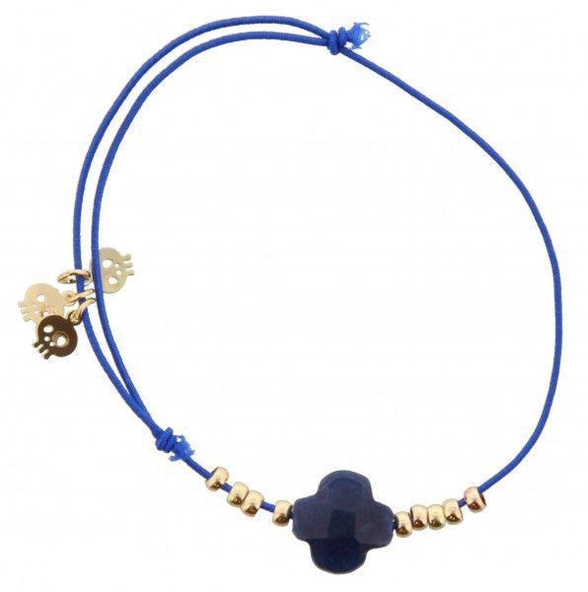 omvang Verstrooien Belastingen Blauwe touwtjes armband met gouden bedels | bol.com