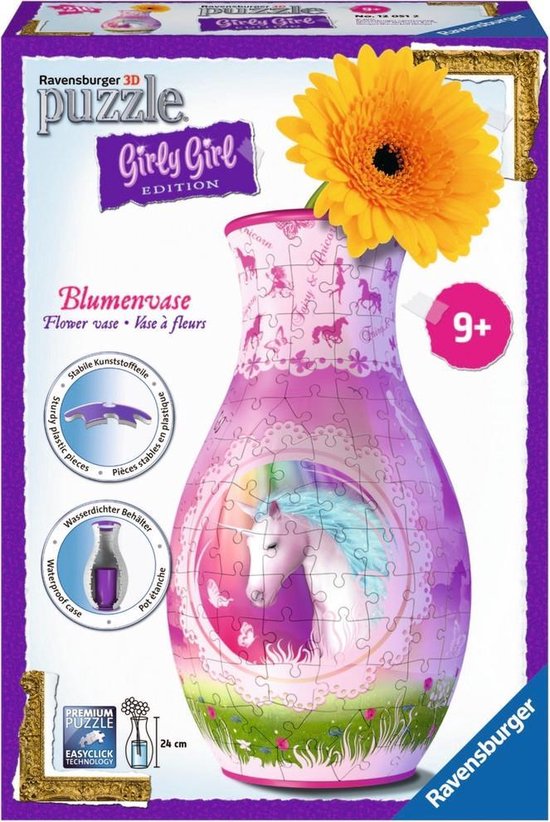 Ravensburger Girly Girl 3D puzzle: Bloemenvaas eenhoorns | bol.com