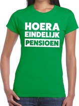 Hoera eindelijk pensioen t-shirt groen dames M