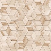 Hexagone 3D kubus beige modern (vliesbehang, beige)