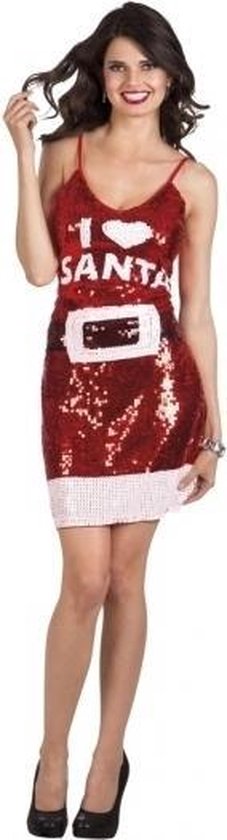 nauwelijks gebruik had het niet door Toppers dames kleding jurkje rood glitter Love Santa maat M | bol.com
