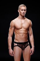 Sportieve zwarte visnet jockstrap M/L
