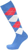Pfiff sokken - Ruitersokken - Blauw - Wit - Rood - Sportsokken - Paardrijden - Unisex sokken - Kniesokken - Maat 37-39