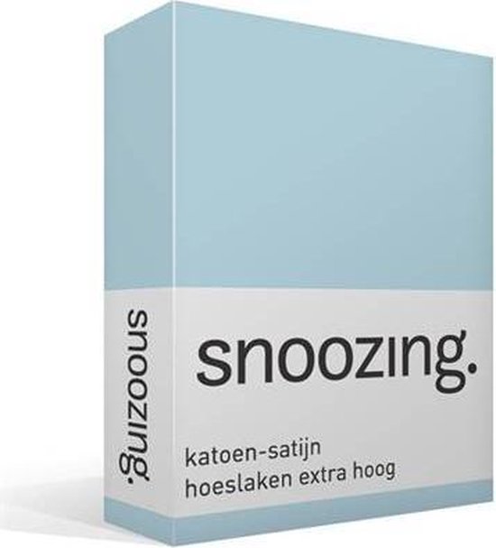Snoozing - Katoen-satijn - Hoeslaken - Extra Hoog - Lits-jumeaux - 200x200 cm - Hemel